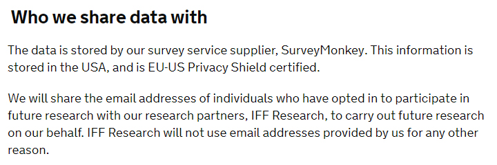 GOV.UK Privacy Notice: Who we share data with clause