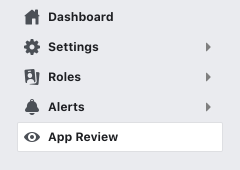 Facebook Developer Dashboard showing App Review option