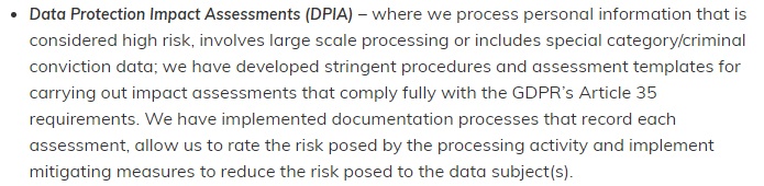 Helpjuice GDPR Compliance Statement: DPIA clause