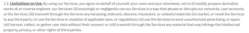 LogMeIn Terms of Service: Limitations on Use clause
