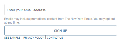 NYTimes Privacy Project: Email sign-up form