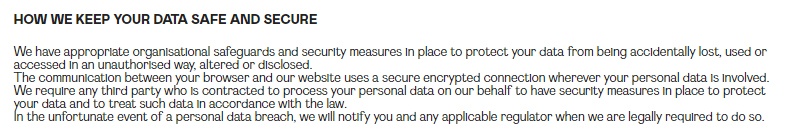 Nasty Gal Privacy Notice: Data security clause