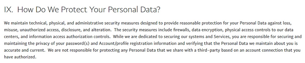 PayPal Privacy Statement: How Do We Protect Your Personal Data - Security clause