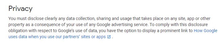 Google AdSense Program Policies: Privacy clause