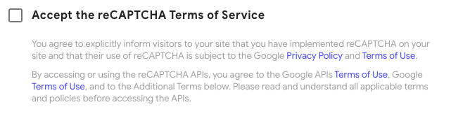 Google reCAPTCHA Invisible Badge: Accept the reCAPTCHA Terms of Service checkbox
