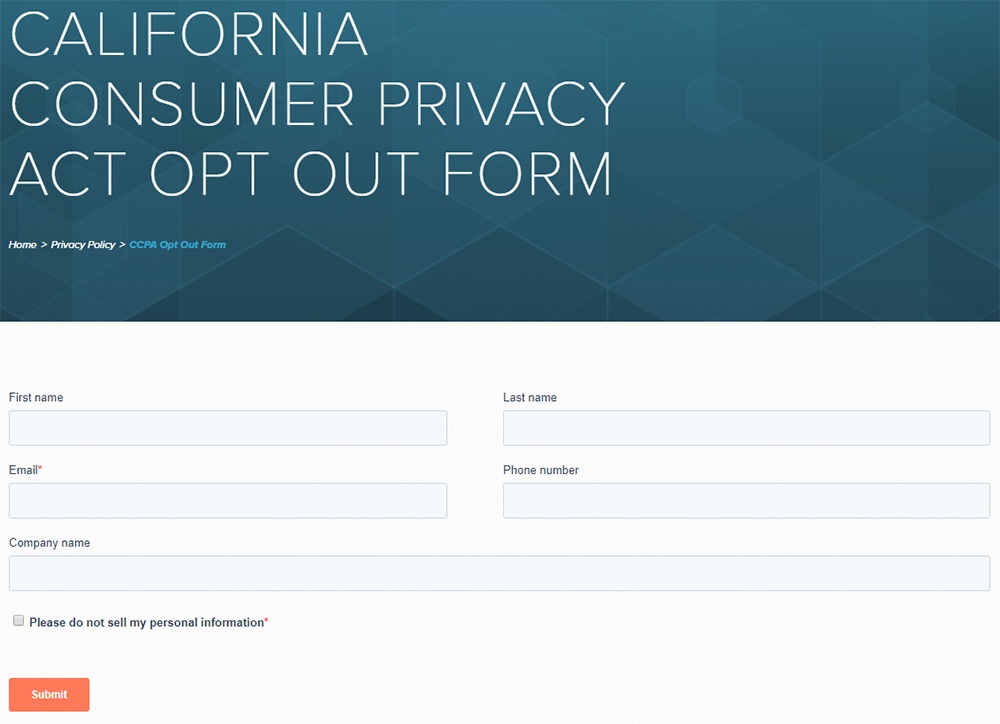 Mirion Technologies CCPA Opt Out Form
