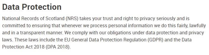 National Records of Scotland: Data Protection notice