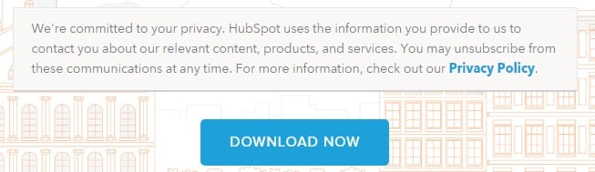 HubSpot eBook download form: Privacy Policy link section